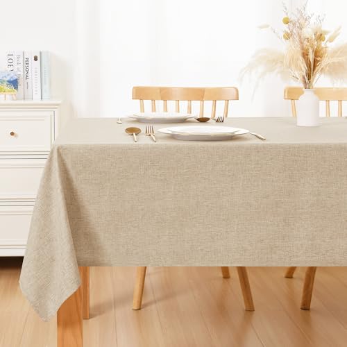 Nappe de table beige lavable pour salle à manger et extérieur