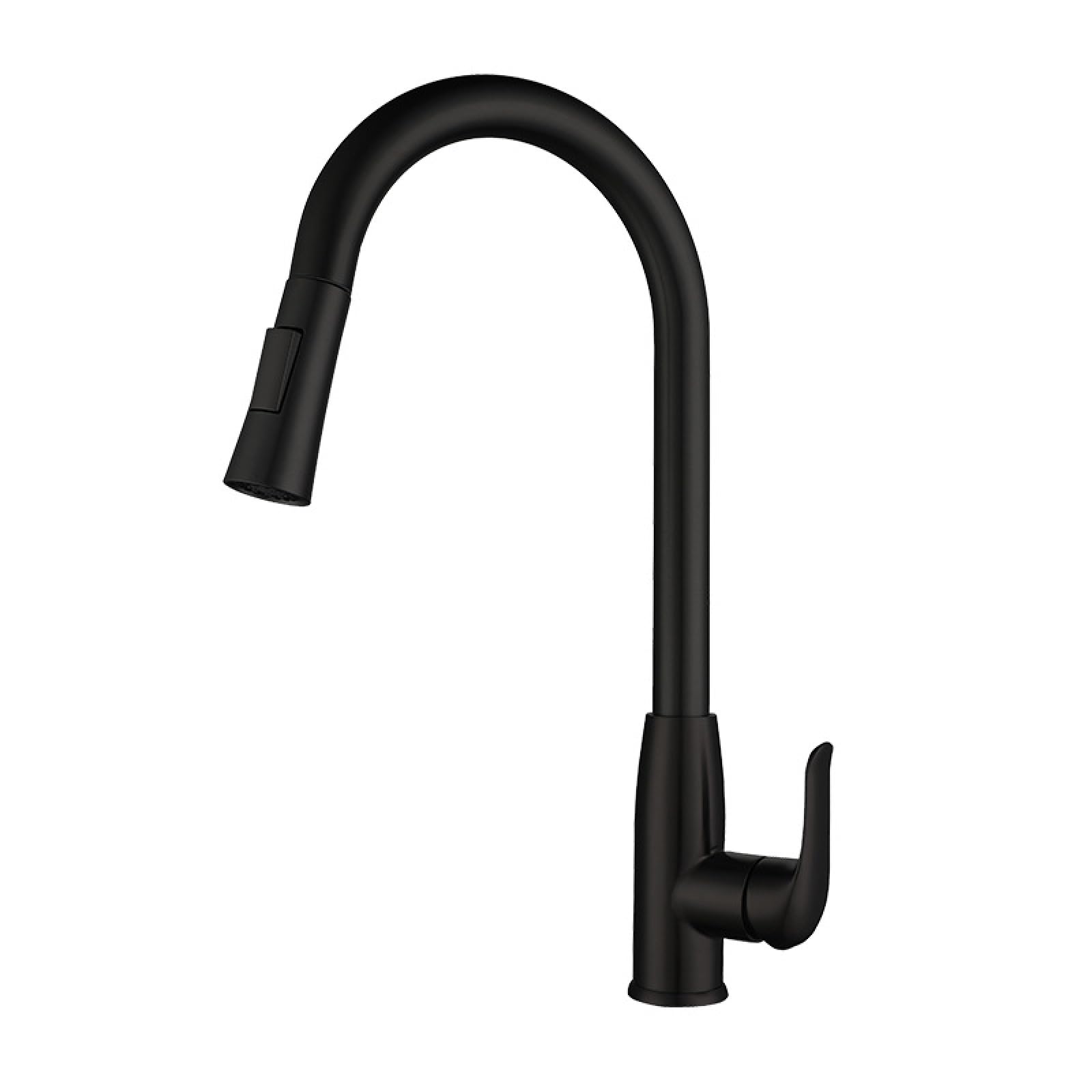 Fanjubei Black Kitchen Pull-Out Stainless Steel Rotating Hot And Cold Water Faucet