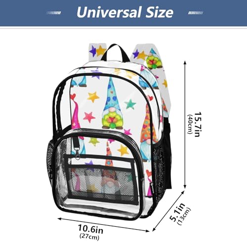 Clear Bag for Women Travel Gnomes Stars Cute Boys Backpacks for Girls See through Approved Bag4