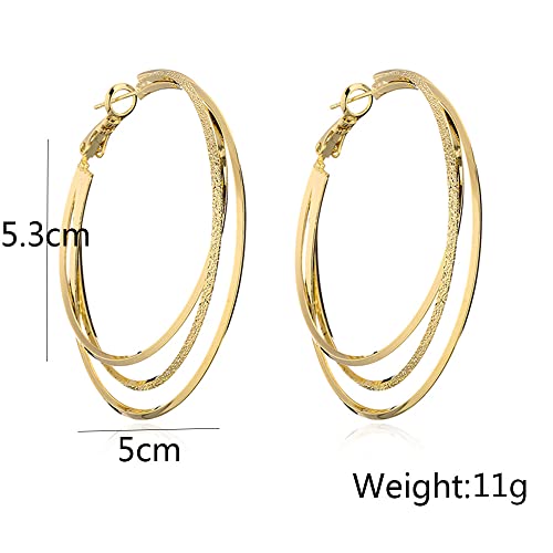 Summer beach wind women's multi-layer stacked type big ear hoop Trend Earrings and studs (50mm)2