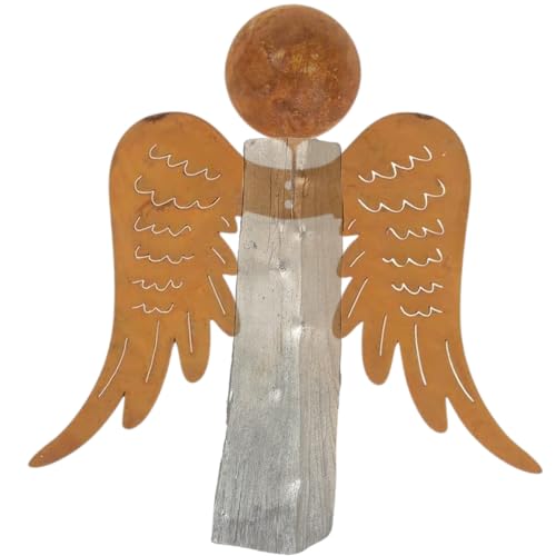 Storm's Gartenzaubereien Engel Bausatz als Gartendeko - Flügel und Kopf - Edelrost Deko XXL Engelsflügel 46cm breit