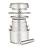 Camping Cookware Set 304 Stainless Steel 8-Piece Pots & Pans Open Fire Cooking Kit | Frying Pan Steamer with Travel Tote Bag | Compact For Outdoors & Indoors Kitchen Campfire Hiking RV #1