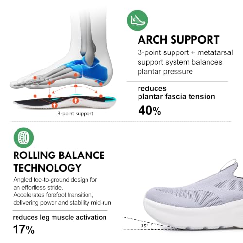 Image of JACKSHIBO Mens Slip Ins Free up Hands Shoes Wide Toe Box Arch Support Orthopedic Walking Sneakers