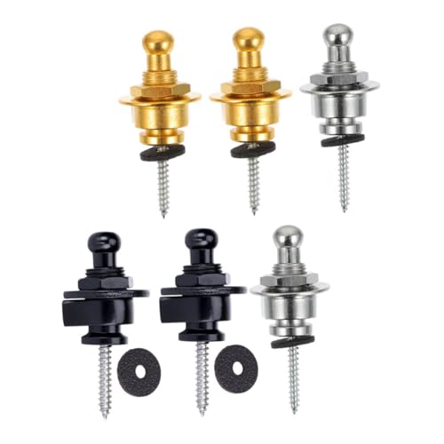 Toddmomy Replacement Guitar Tail Pin Set 6pcs Metal Button Pin for Strap Locks Non-skid for Acoustic Electric Guitars