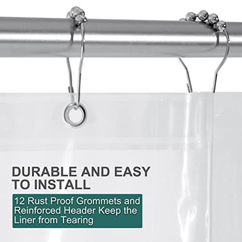 Image of AmazerBath Clear Shower Curtain, 72x72 Plastic Shower Curtain, PEVA Waterproof Shower Curtain, Medium Weight Shower Curtains for Bathroom with 3 Weighted Magnets and 12 Rustproof Grommet Holes