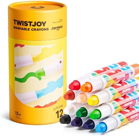 Jar Melo Jumbo Crayons for Toddlers, 12 Colors TwistJoy Crayon No...