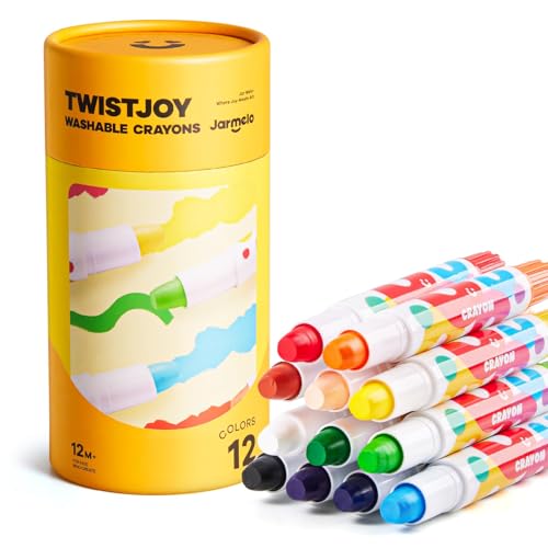 Jar Melo Jumbo Crayons for Toddlers, 12 Colors TwistJoy Crayon Non Toxic Washable Easy to Hold Large Crayons,Gift for Boys and Girls Back to School