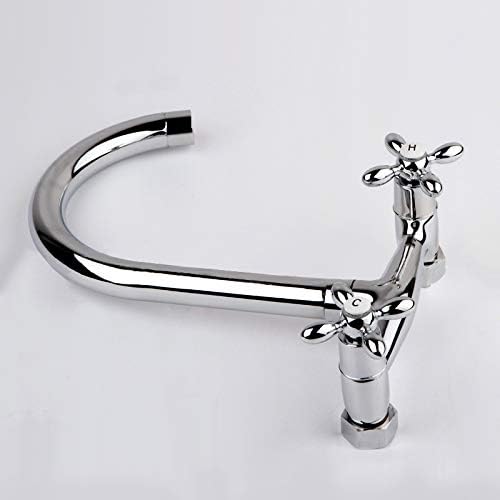 Sink tap Kitchen Sink tap for Bar Farmhouse Commercial, Wall Mounted Kitchen tap, Rotate Vegetable Basin tap, Hot Cold Water Mixer, Mop Pool Tap Double Holes Sink Fau