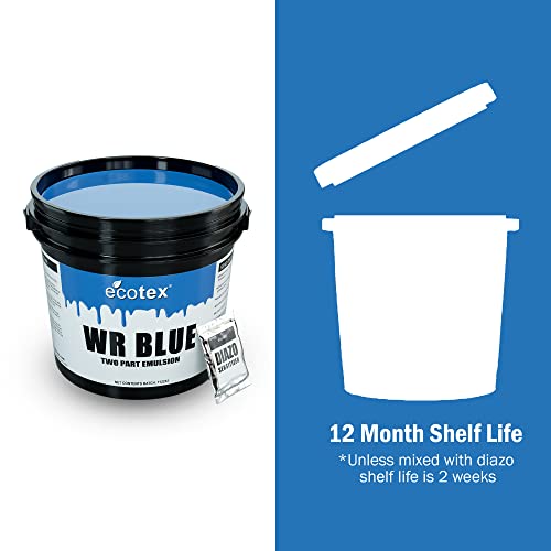 Ecotex® Wr Blue Screen Printing Emulsion (Gallon - 128Oz.) Diazo Required Photo Emulsion For Silk Screens And Fabric - For Screen Printing Water Based Ink, Water Resistant Screen Printing Supplies #TOP5