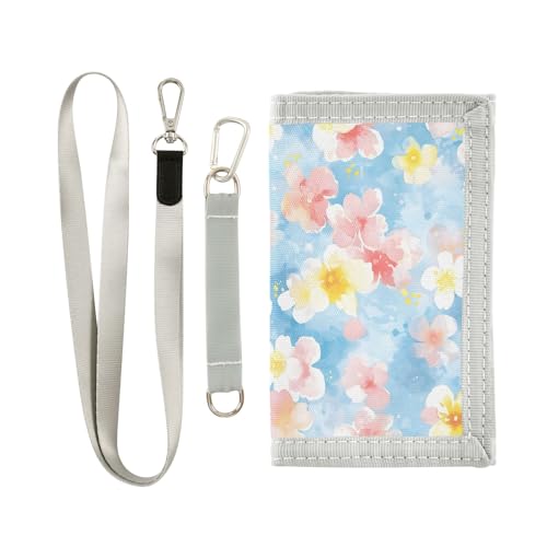 ALAZA Kids Wallets for Boys Girls Toddler Trifold Wallet Children Small Flowers Pastel Watercolor with Zipper Coin Pocket