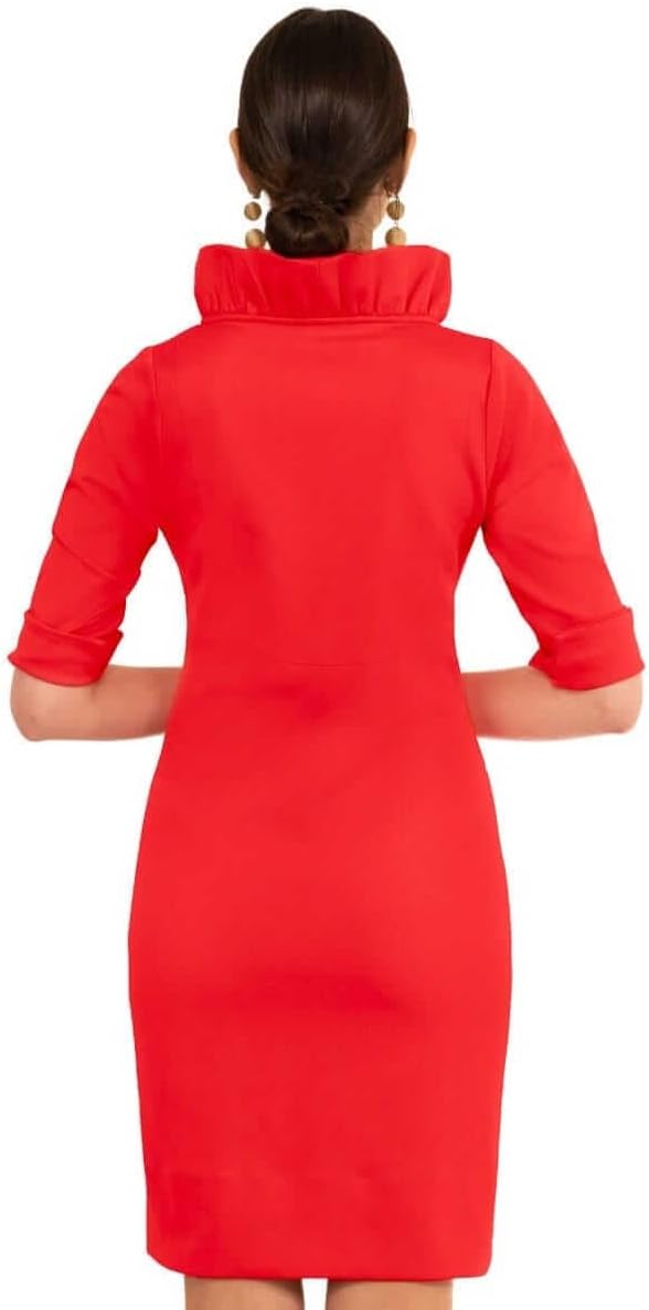 Gretchen Scott Designer Women's - Jersey Ruffneck Dress - Solid - Image 3