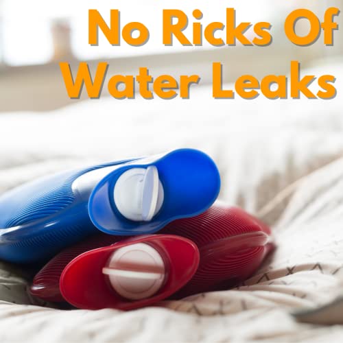 Marco Paul Blue Hot Water Bottle 3 Pack 1.8 Litre Large Hot Water Bag Muscle Pain Relief Hot Water Bottles For Adults Ribbed Rubber Neck Warmer Foot Warmer Hand Warmer Heating Pad - Image 7