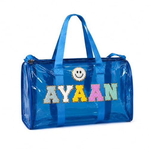 Image of AICA Personalized Name Embroidered Letters & Patch Duffle Bag for Kids Boys & Girls Age 1-18 Years Age Group (Babyblue) | Gift for Boys Girls Kids