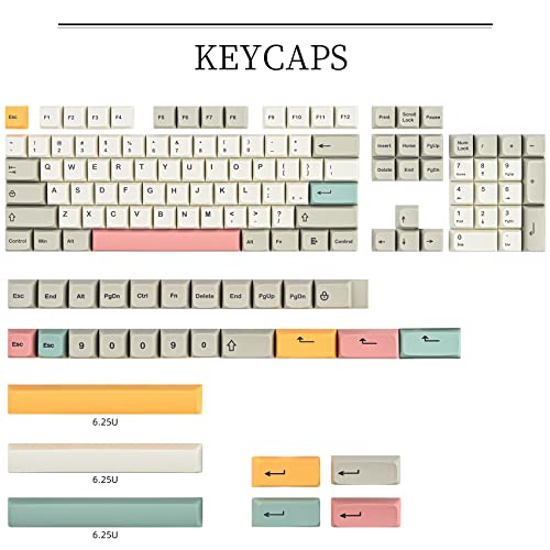 Image of Guffercty kred 9009 Retro XDA Profile Keycaps Set - Minimalist Dye-Sub PBT Compatible with 60% /65% /75% /96% Mechanical Keyboards (9009-XDA)