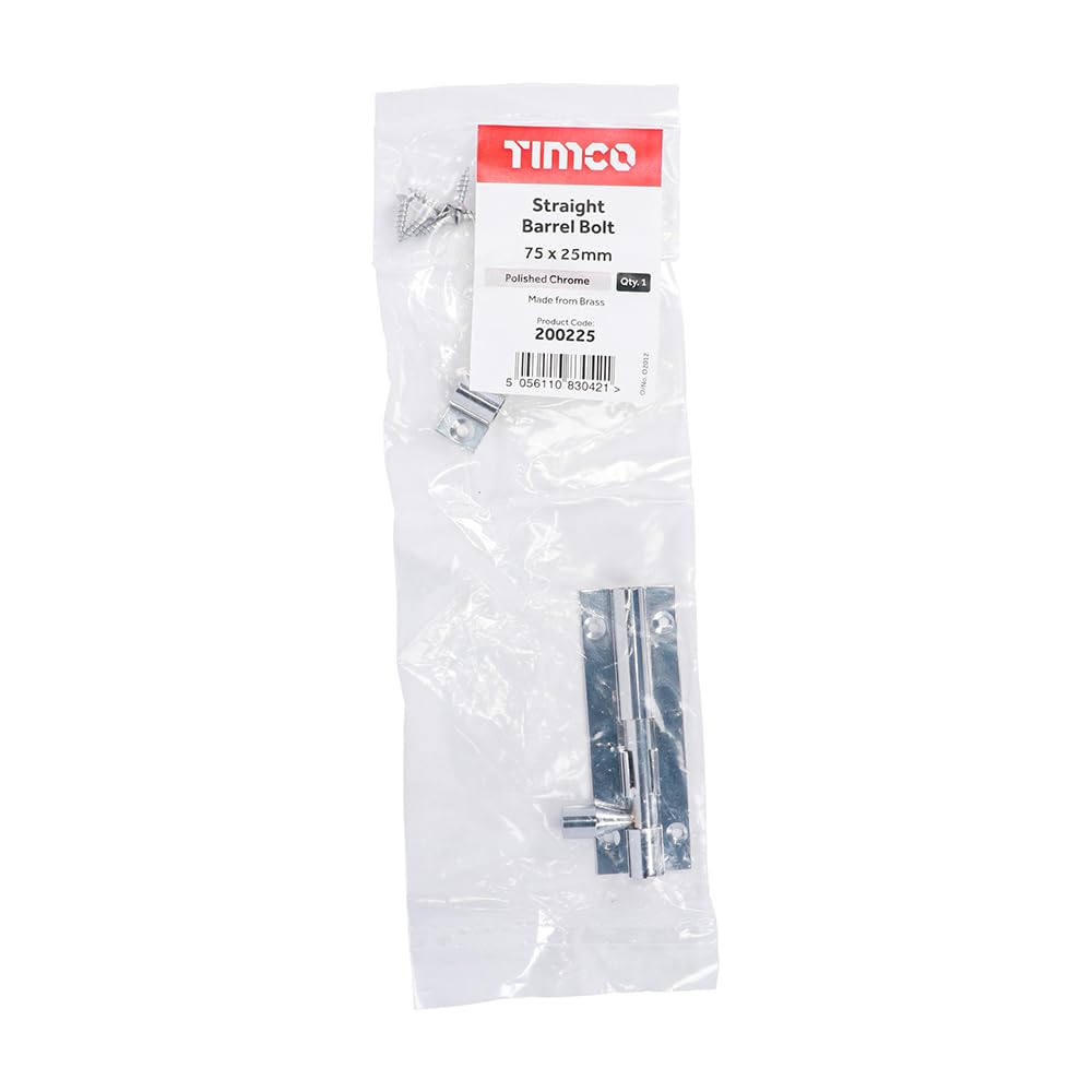 Timco Straight Barrel Bolt 75 X 25Mm Polished Chrome