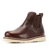 SUREWAY Men's Slip On Chlesea Work Boots for Men - Soft Toe,Lightweight Comfortable,Full Grain Leather,Slip-resistant Wedge Sole,Dark Brown,Size 10.5