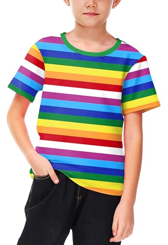 Image of Deerose Kids Striped Shirts Short Sleeve Boy Girls July 4th Patriotic Tee Top 3-14 Years