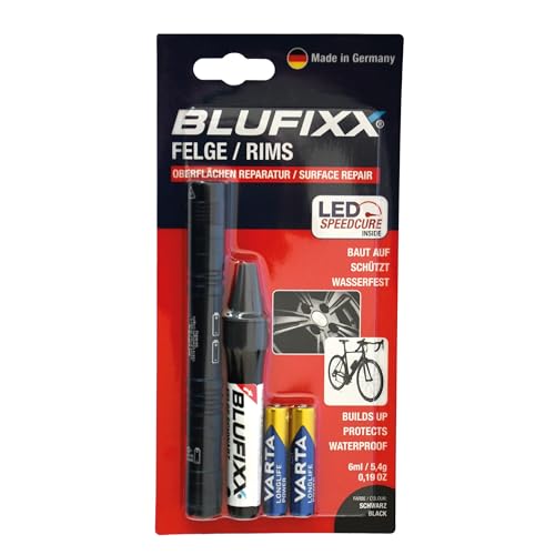 Blufixx-Pro Set Felgen - PRO-EDITION 2024 - Reparaturstift Schwarz für unschöne Kratzer und Macken, Lichthärtendes Gel mit LED Licht, Schnelle und dauerhafte Ausbesserung
