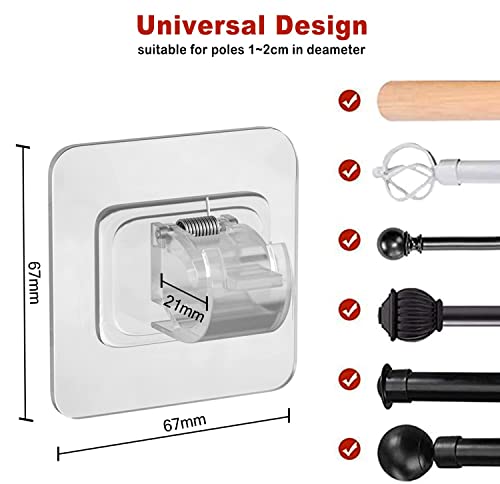 Yys Transparent Nail Free Curtain Rod Holder, Self Adhesive Curtain Rod Brackets, 8Pcs Easy Install Curtain Hangers, No Drill Curtain Rod Brackets For Closet #TOP1