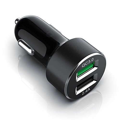 Aplic - Cargador para Coche Qi de 30W | Doble USB 3.0 | 12V 6000mA Adaptador de Alta Potencia | 12/24V | para iPhone, iPad Air/Mini, Samsung Galaxy/Note, HTC, LG, Huawei, Xiaomi