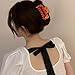 Vsdski Halloween Hair Clips for Women Pumpkin Bat Skull Hair Claw Clips Halloween Theme Hair Styling Accessories Orange Square Large Claw Clips for Thick Hair Non Slip Hairpin Halloween Costume Party