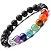 Vlinsha 7 Chakra Healing Bracelet with Real Stones, Anxiety Stress Relief Handmade Essential Oil Diffuser Lava Rock Natural Gemstone Beads with Tree of Life Charm Good Luck Beaded Bracelets for Women
