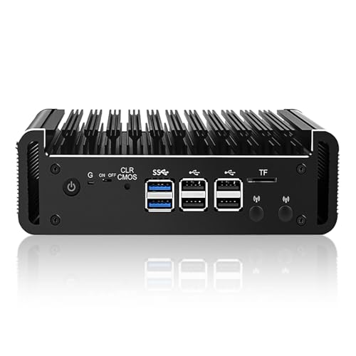 Micro Firewall Appliance/Mini PC - N150 (actualizado N100, 4C/4T), 4X 2.5GbE i226-V, AES-NI, 8 USB, HDMI2.1, DP1.4, doble pantalla, router VPN, 8 GB de RAM, 128 GB SSD