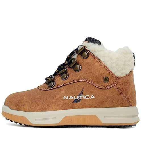 Nautica Kids Boys With Cuff Faux Fur Winter Boot Lace-Up Hiking Outdoor Snow Shoe For Little Kid And Toddler-Campgaw Toddler-Tan Cream-11 #TOP1