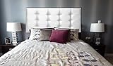 Cabecero tapizado 105x62cm,Modelo Diamante en Polipiel Blanco, Acolchado de Espuma, Cabezal de Cama Todas Las Medidas, cabecero Matrimonio, Juvenil, niño, Moderno, Elegante, Cabeceroscamas.com