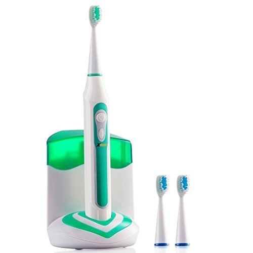 Xtech XHST-100 Oral Hygiene Ultra High Powered 40,000VPM, 5 Brushing Modes, Rechargeable Electric Ultrasonic Toothbrush with Charging Dock & Built-in UV Sanitizer, Includes 3 Brush Heads