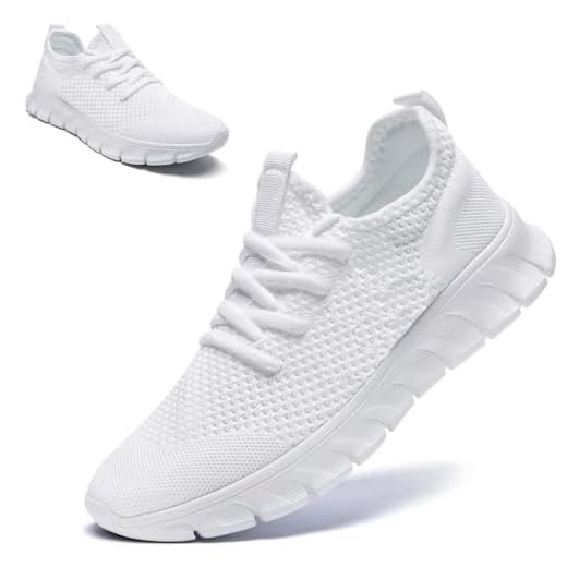 QIJGS Tênis de corrida masculino, moderno, para treino, academia, malha, leve, esportivo, casual, tênis, Branco, 41