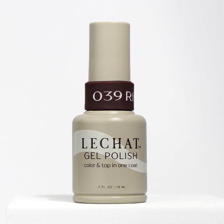 LECHAT Esmalte de gel  Rich Love, color y parte superior en una capa, brillante de larga duración, esmalte de gel rojo oscuro