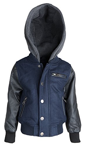URBAN REPUBLIC Boys' Faux Leather Jacket with Fleece Lined Hood