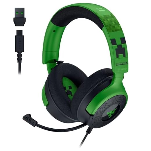 Razer Kraken V4 X Wired Gaming Headset: 40 mm Drivers - Cardioid Mic - Memory Foam Cushions - Chroma RGB Lighting - Type C & Type A Cable - for PC, Mac, PS5, Nintendo Switch - Minecraft Edition