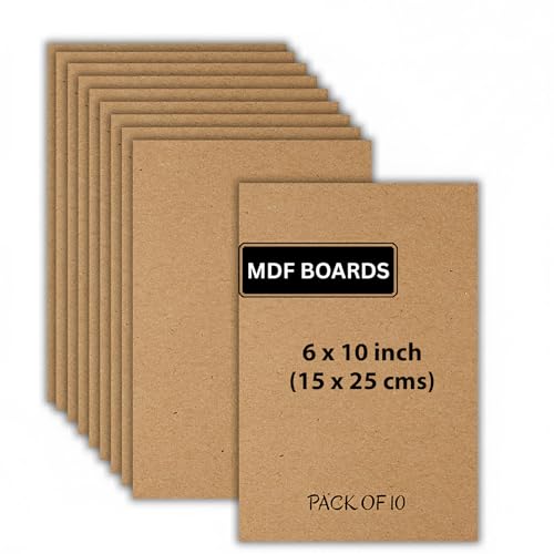 Image of ArtzFolio MDF Board 2.1mm Thick Cutout Sheets for DIY Art Craft Project | Unfinished Sides Engineered Wood Blanks for Paintings, Laser, Engraving | 6x10 inch (15x25 cms) | Pack of 10