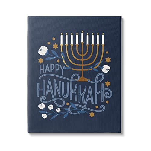 Stupell Industries Happy Hanukkah Traditional Menorah Symbols Canvas Wall Art, Design by Loni Harris
