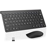 2.4G Wireless Keyboard and Mouse Compact Keyboard Mini Portable Silent Mouse, Suitable for Laptops Mac PC Travel Keyboard and Mouse-Black