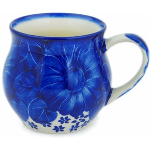 Taza artesanal Polmedia Polish Pottery 12 oz azul miniatura 3