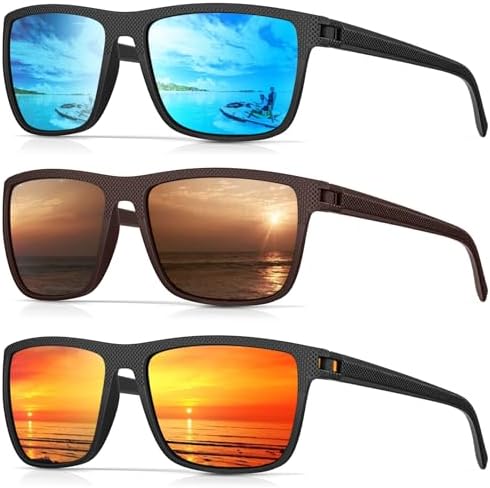 Polarized Sunglasses for Men Women, Square Retro Sun Glasses for ...