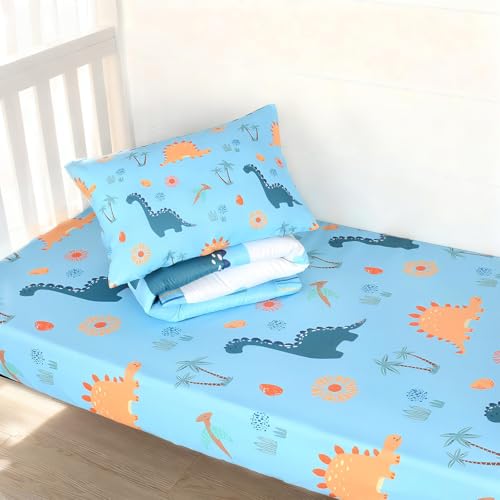 UOMNY Crib Bedding Set for Boys-3 Piece Dinosaur Baby Boys Crib Bedding Sets with Baby Comforter Crib Sheet Pillowcase,Nursery Bedding Set
