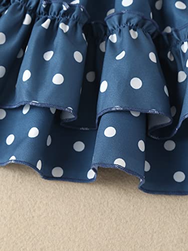 Image of WDIRARA Toddler Girl's 2 Piece Polka Dots Ruffle Cold Shoulder Flounce Sleeve Top Flared Hem Skirt Set