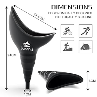 Urinella for Women, Female Urinal Silicone Funnel, Portable Urinal for Women, Standing to Pee Funnel, Reusable Women's Urinal for Women, Outdoor, Activities, Camping (Black)