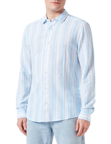 ONLY & SONS Onscaiden LS Mix Stripe Linen Camiseta Camisa, Color Azul, XL para Hombre