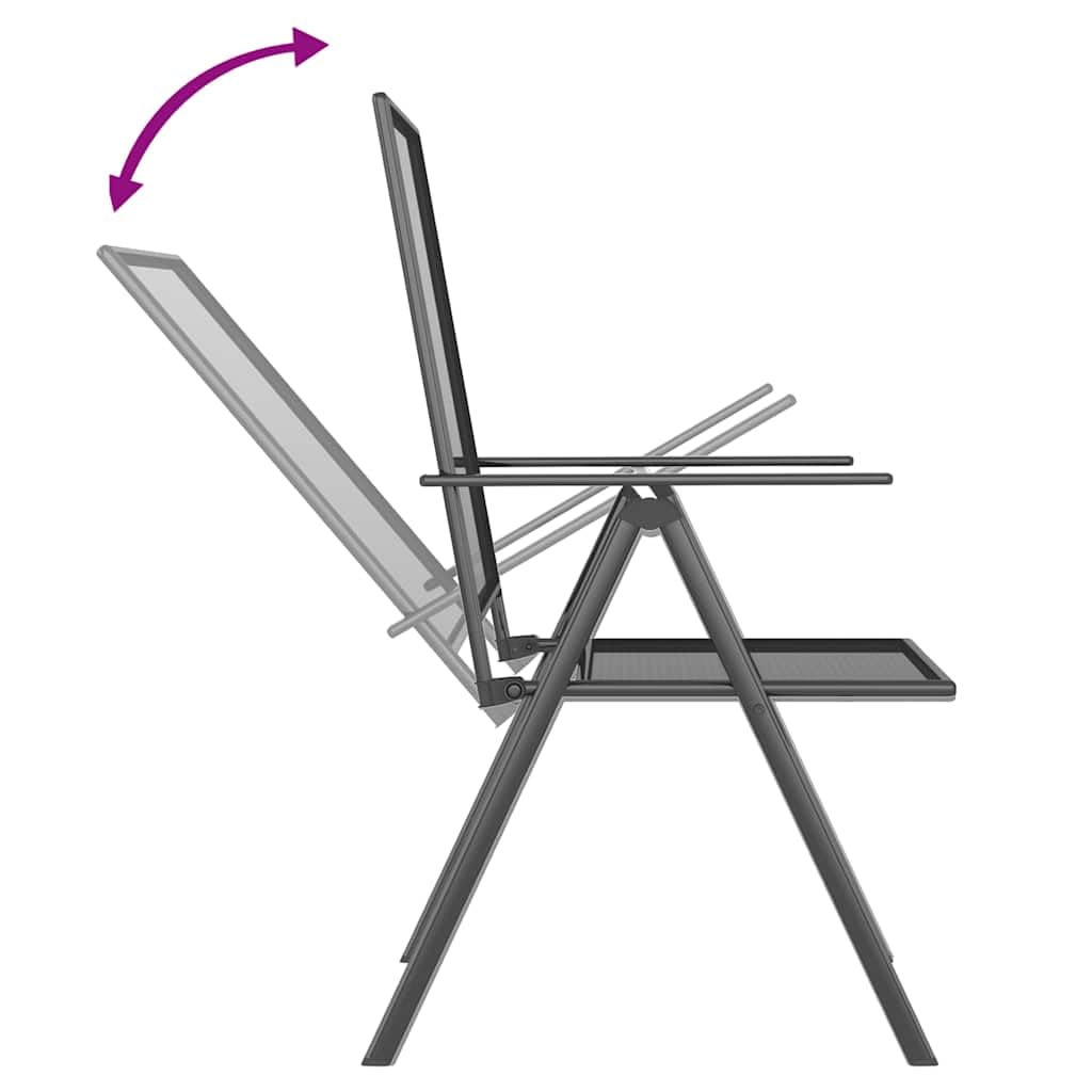 Set da Pranzo da Giardino 3 pz Tavolo e Sedie Reclinabili Acciaio | Set da esterno per balcone e patio con sedie reclinabili in 6 posizioni e resistente struttura in acciaio antracite.