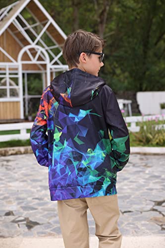 Belovecol Boys Kids Hoodies Sweatshirt Colorful Geometric Diamond Hood Pullovers 3D Print Hood Clothes With Pocket Fashion Novelty Hooded Clothes For Casual Home 12-14 Years #TOP2