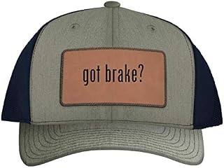 got Brake? - Leather Dark Brown Patch Engraved Trucker Hat, HeatherNavy, One Size