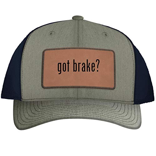 got Brake? - Leather Dark Brown Patch Engraved Trucker Hat, HeatherNavy, One Size