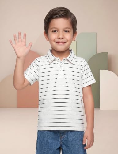 Image of Amazon Brand - Symbol Boys Soft Cotton Rich Jersey Striped Polo Shirt