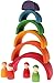 Grimm's 6-Piece Rainbow Stacker - Nesting Wooden Waldorf Blocks, 