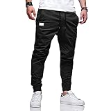 Men's Fashion Casual Jogger Trousers Sweatpants - Cotton Drawstring Workout Running Cargo Athletic L